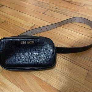 Steve Madden Textured Black Belt Bag
